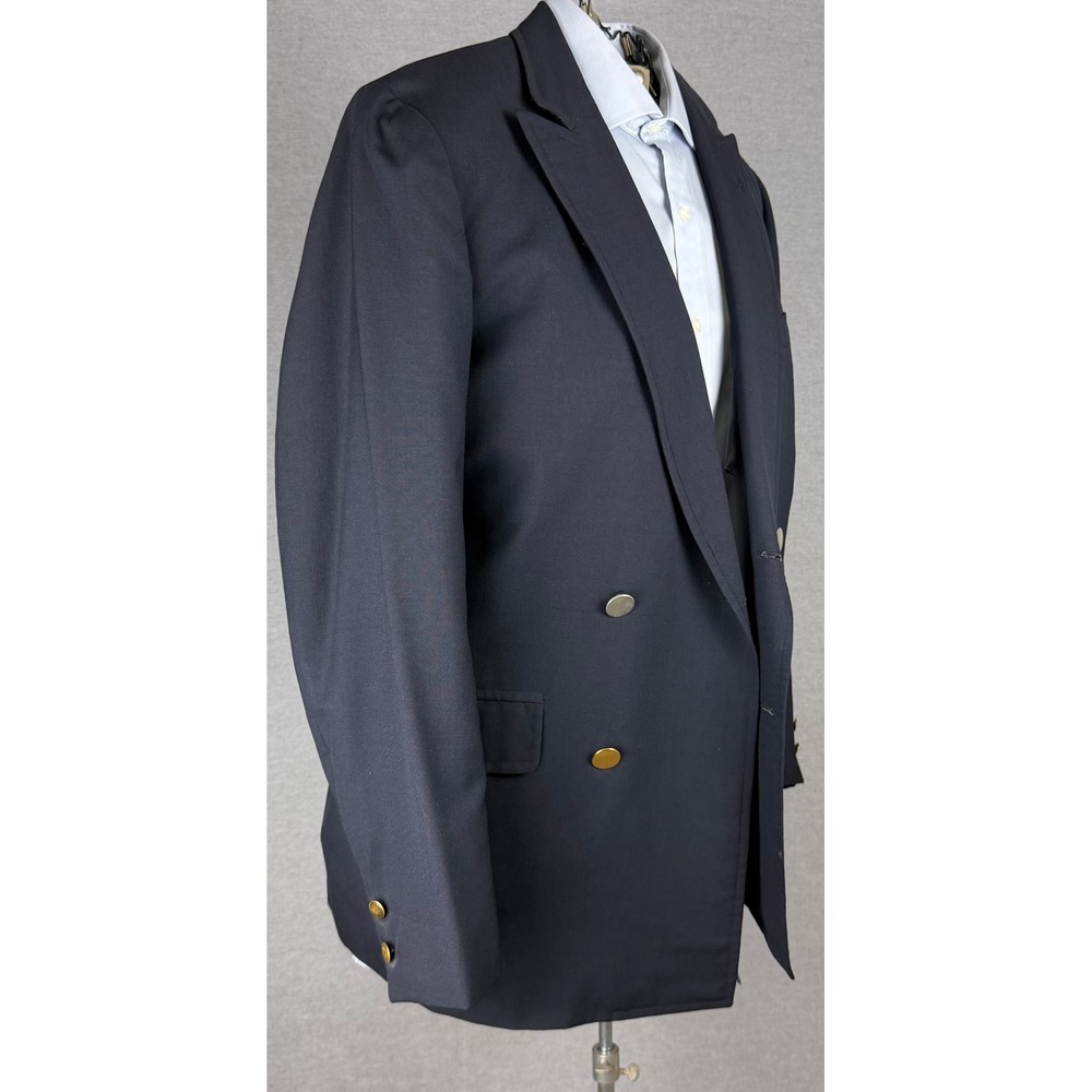 Vintage Brooks Brothers 346 Navy Blue Double Breasted Blazer 40S 50s Gold Button